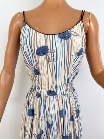 S/M | 1950s Jerry Gilden Cotton Rose Print Sundress