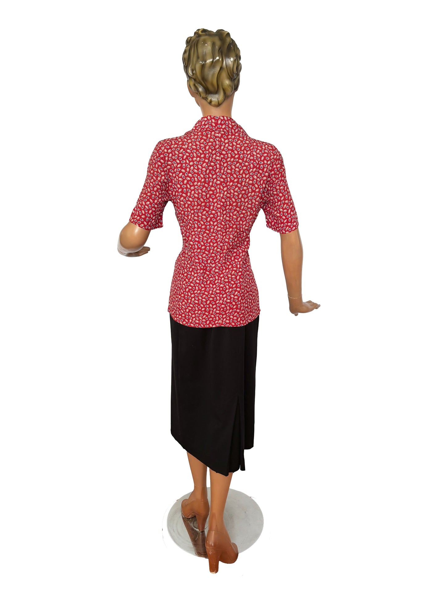 1940s Rayon Novelty Print Blouse | M/L