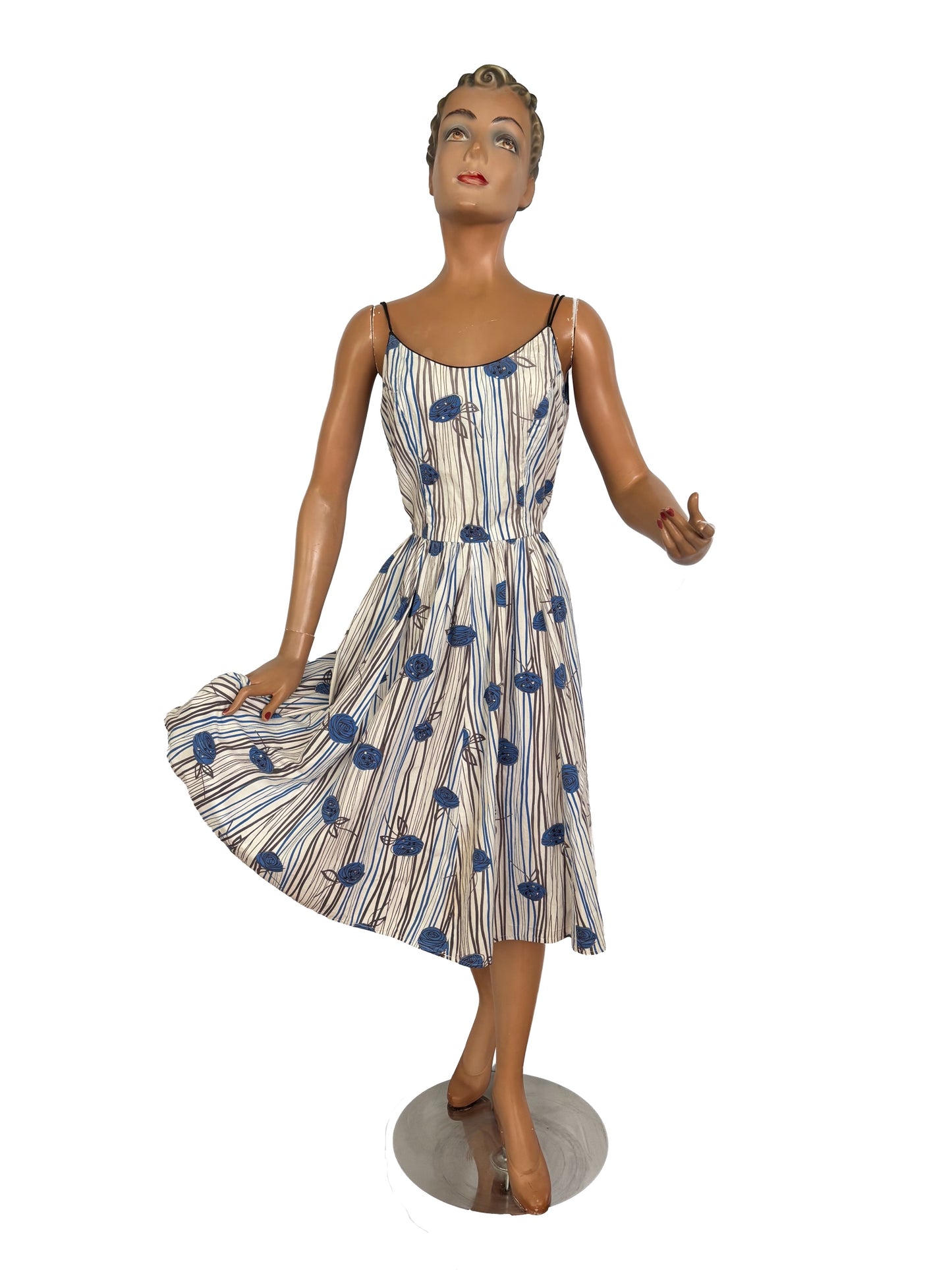 S/M | 1950s Jerry Gilden Cotton Rose Print Sundress