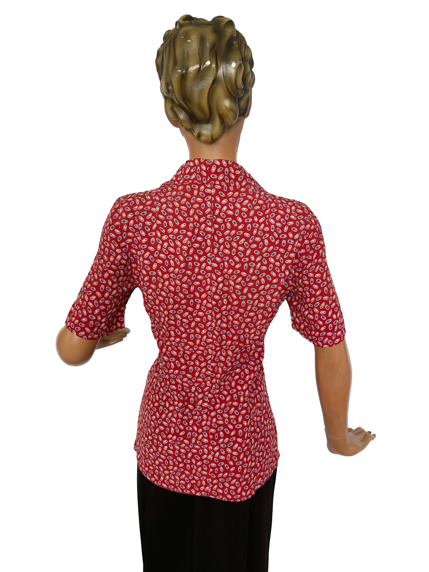 1940s Rayon Novelty Print Blouse | M/L