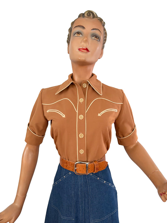 Lorraine 1940s Western Blouse Toffee
