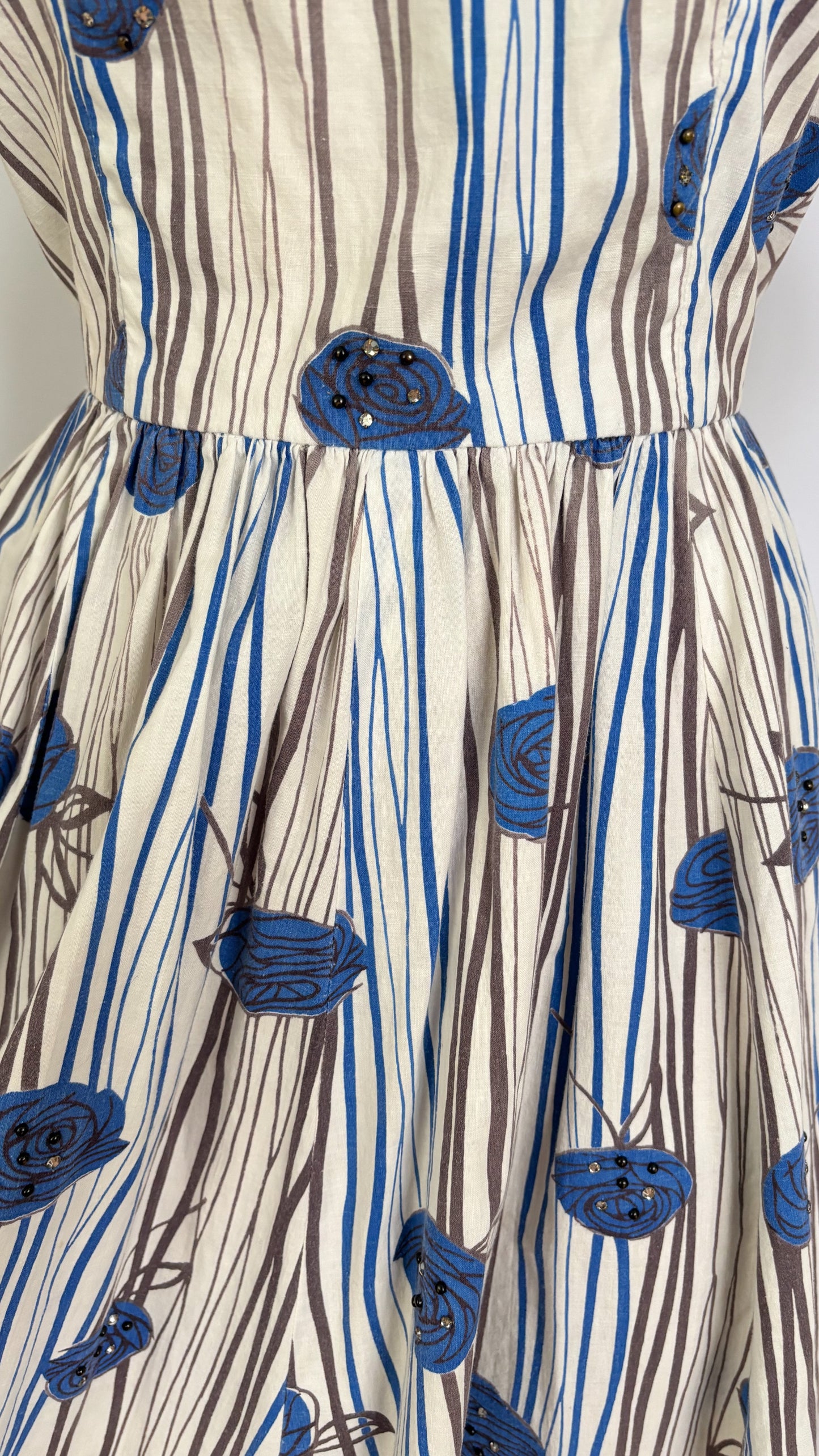 S/M | 1950s Jerry Gilden Cotton Rose Print Sundress