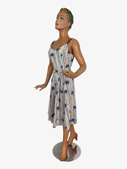 S/M | 1950s Jerry Gilden Cotton Rose Print Sundress