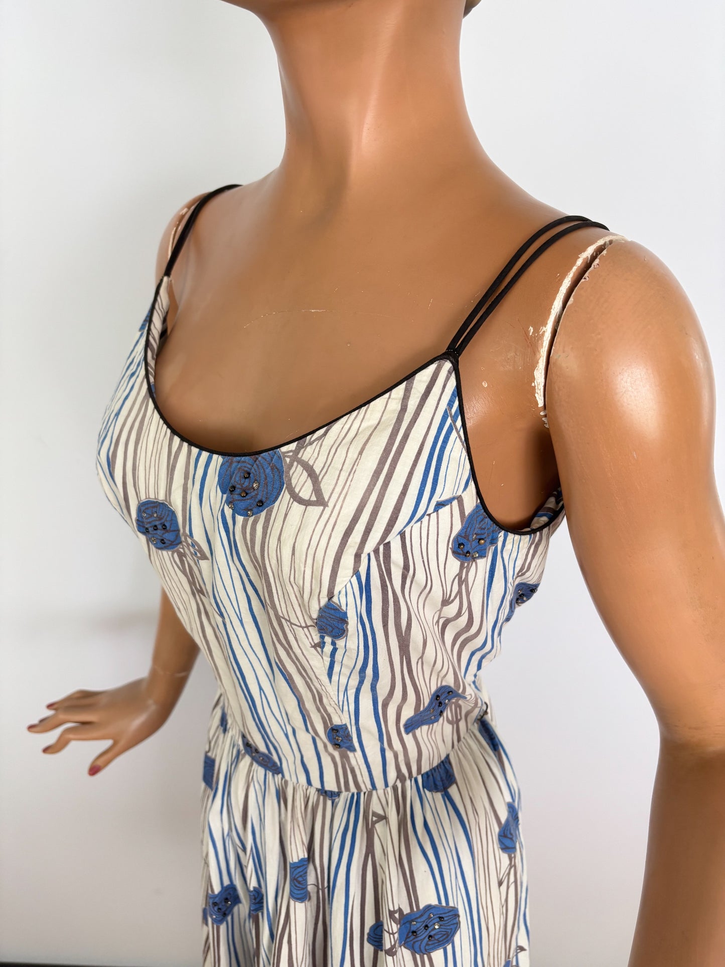 S/M | 1950s Jerry Gilden Cotton Rose Print Sundress