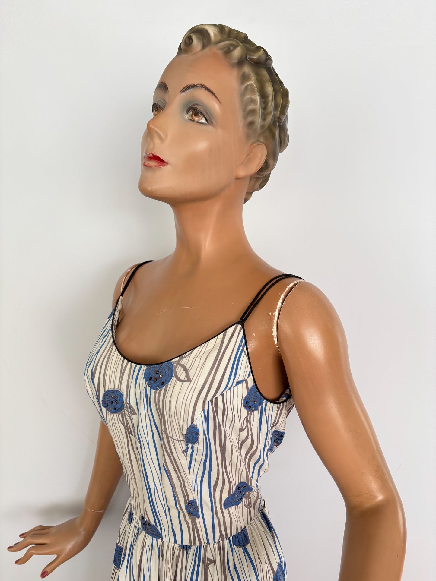 S/M | 1950s Jerry Gilden Cotton Rose Print Sundress