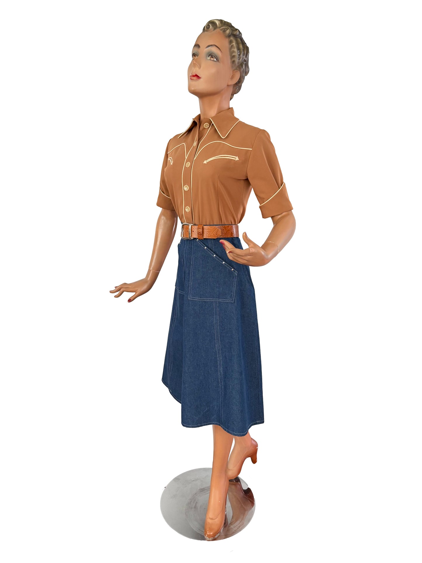 Lorraine 1940s Western Blouse Toffee