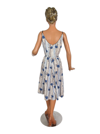 S/M | 1950s Jerry Gilden Cotton Rose Print Sundress