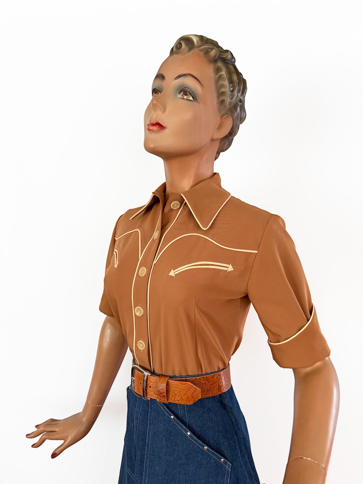Lorraine 1940s Western Blouse Toffee