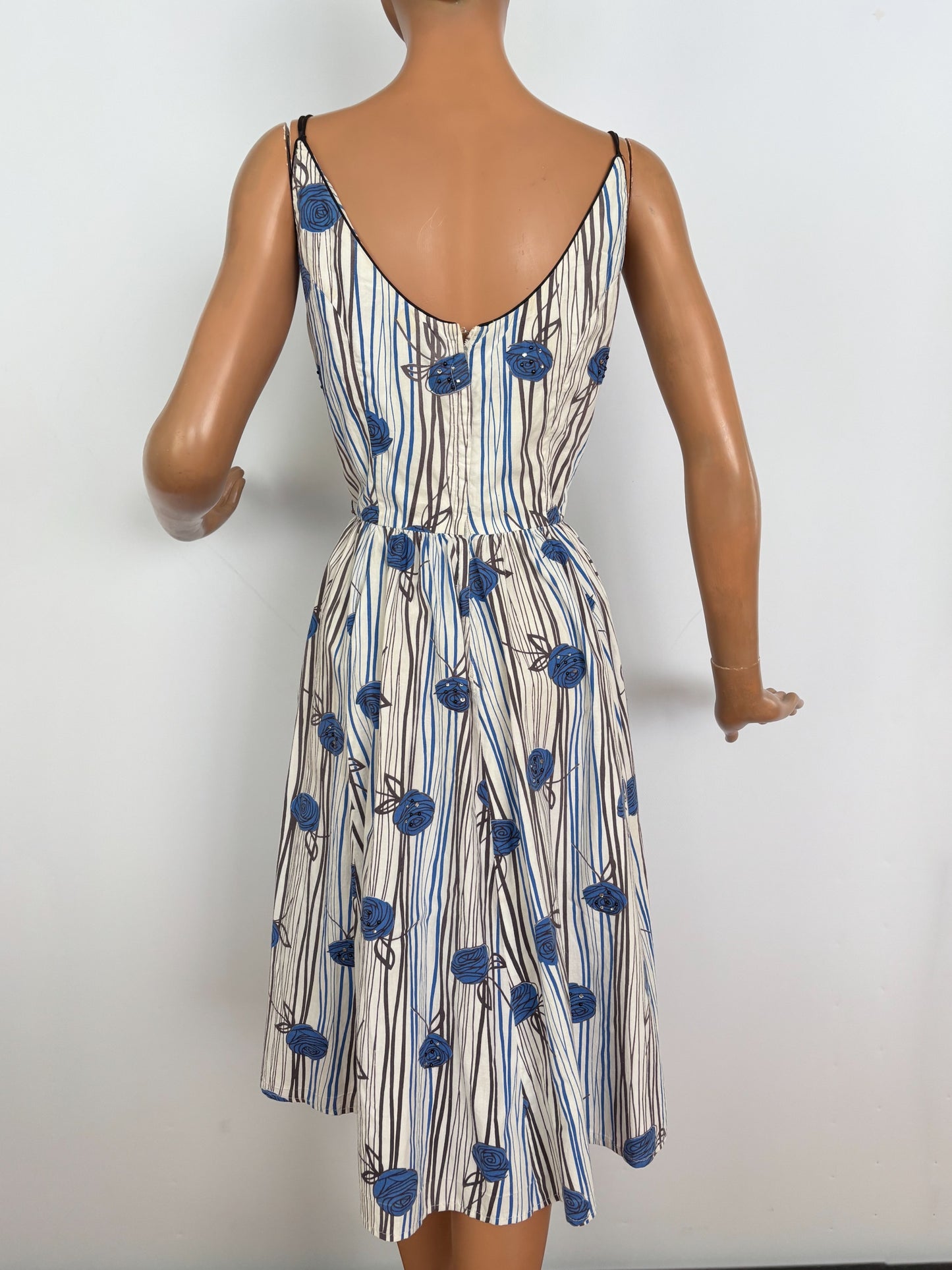 S/M | 1950s Jerry Gilden Cotton Rose Print Sundress