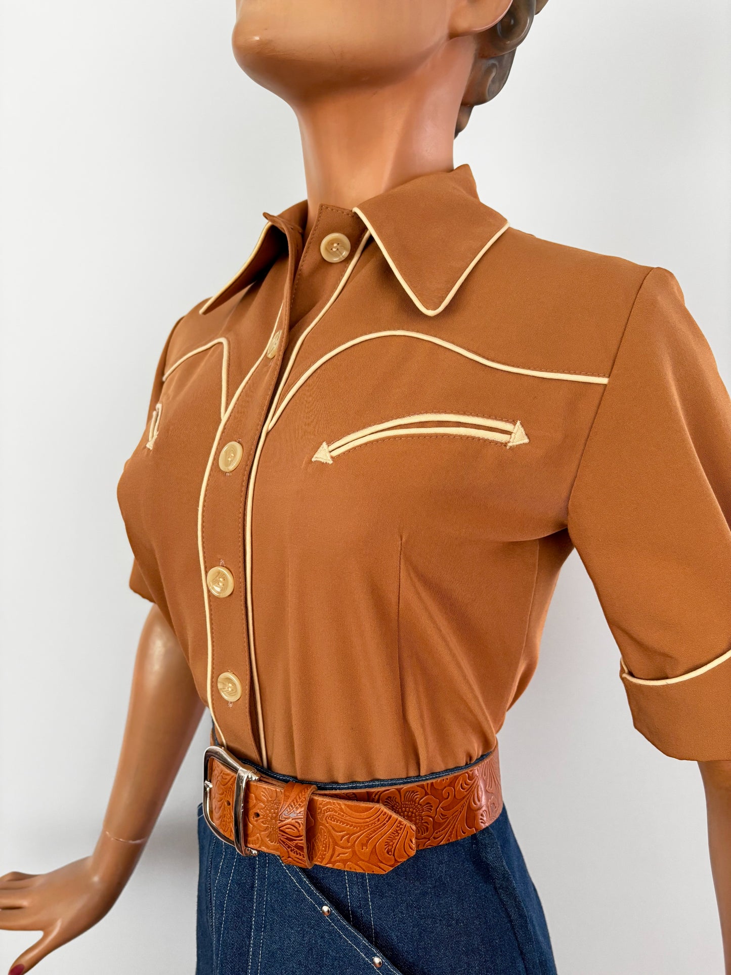 Lorraine 1940s Western Blouse Toffee