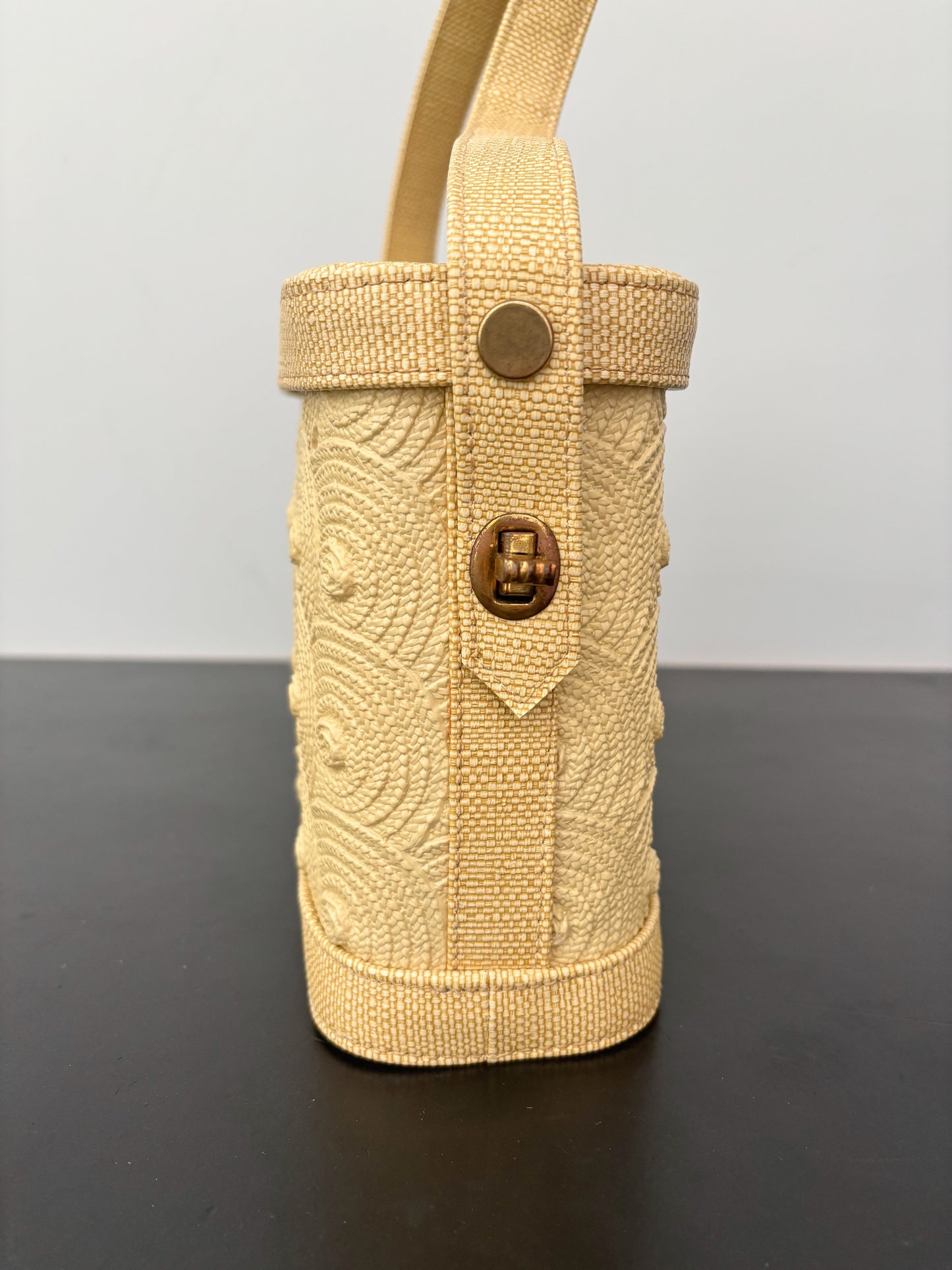 1960s Yellow Textured Plastic Box Purse