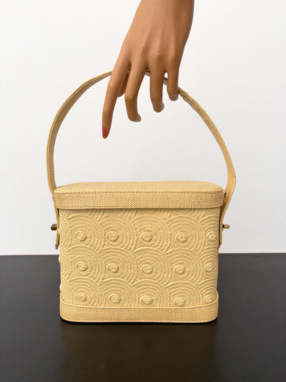 1960s Yellow Textured Plastic Box Purse