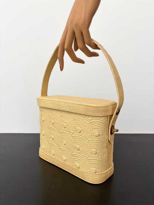 1960s Yellow Textured Plastic Box Purse