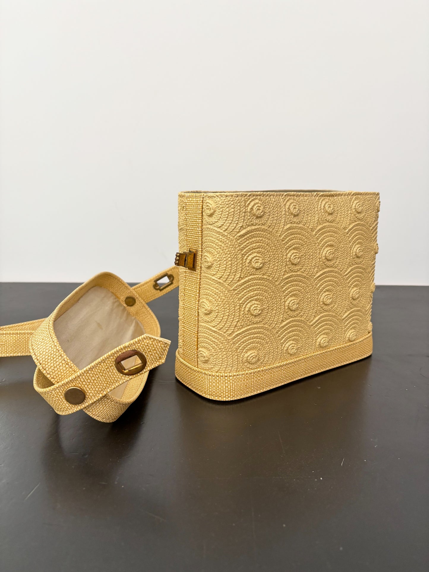 1960s Yellow Textured Plastic Box Purse