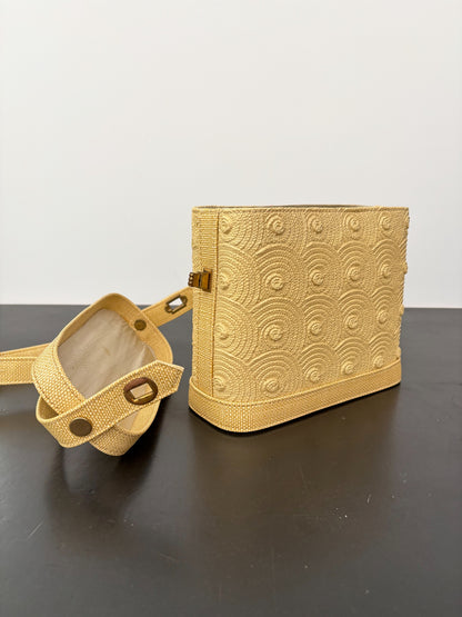 1960s Yellow Textured Plastic Box Purse