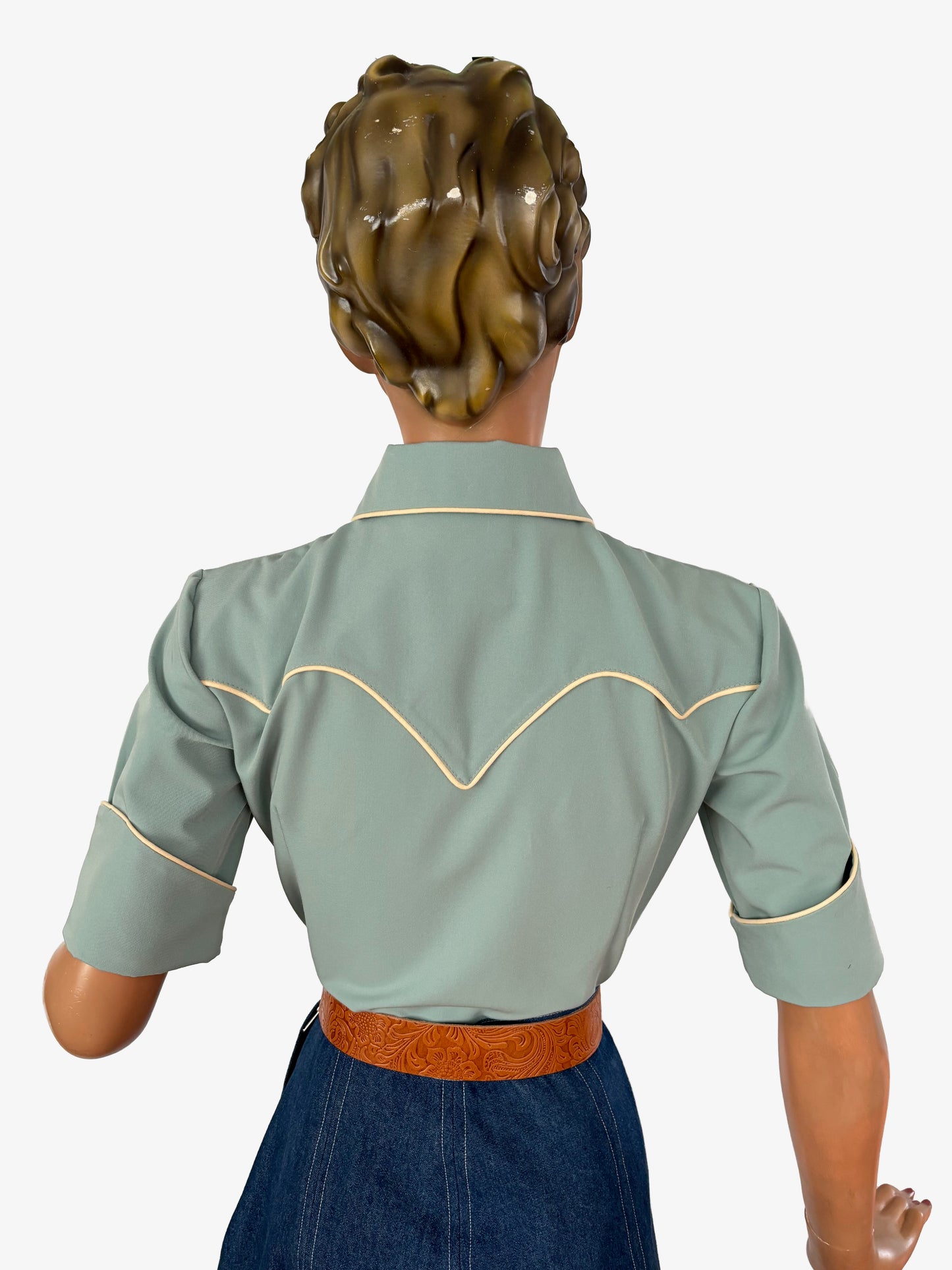 Lorraine 1940s Western Blouse Sea Green