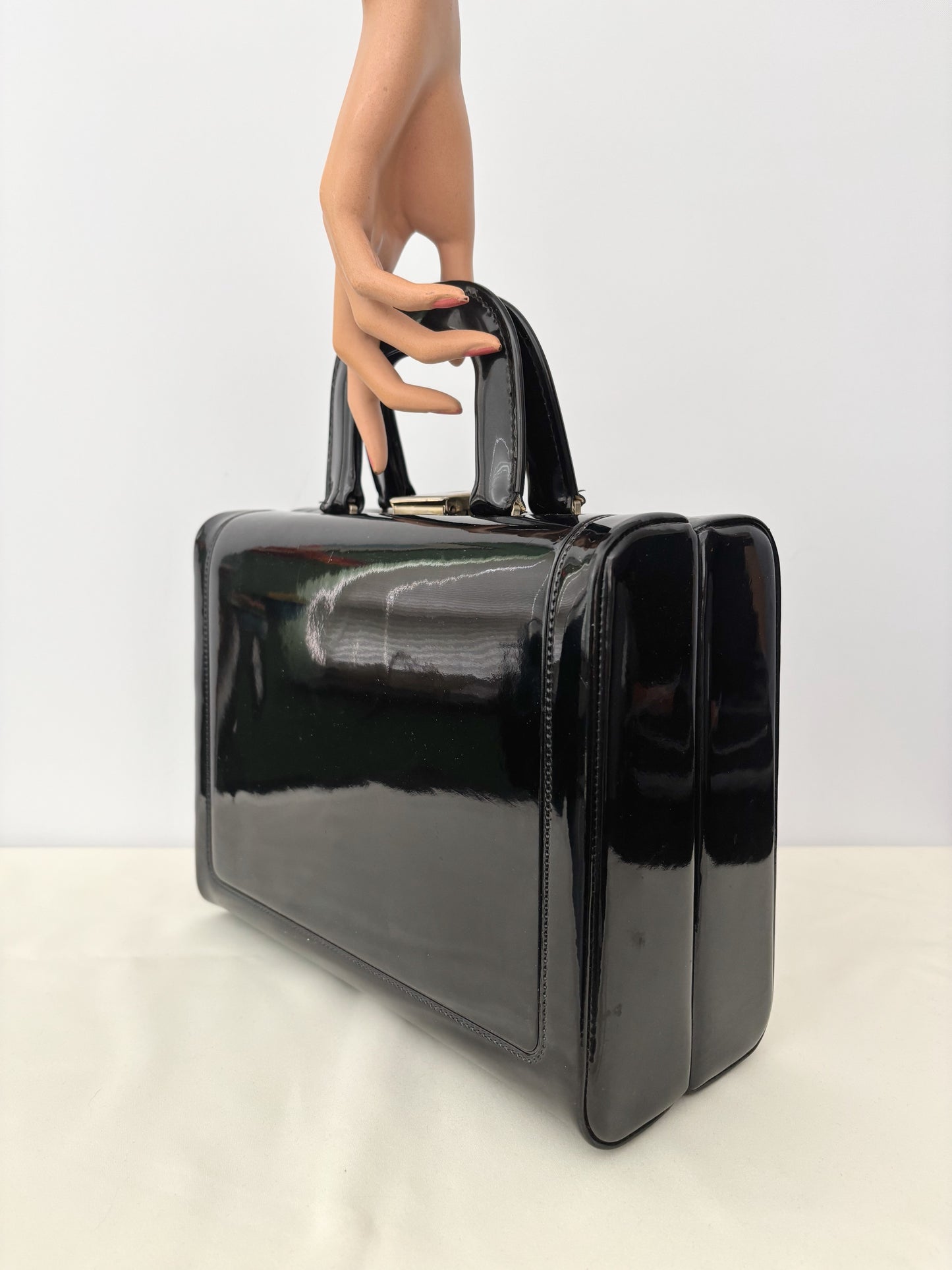 1950s/60s Black Patent Leather Beauty Case