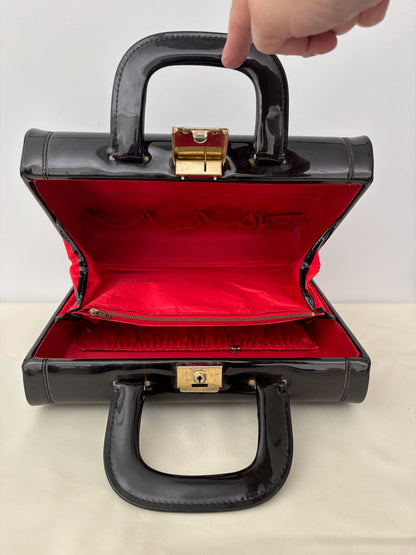 1950s/60s Black Patent Leather Beauty Case