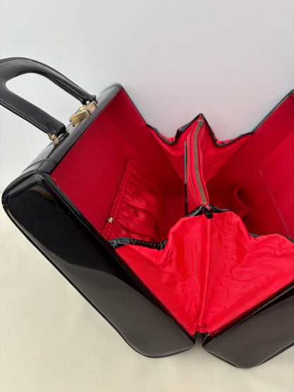 1950s/60s Black Patent Leather Beauty Case
