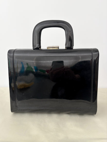 1950s/60s Black Patent Leather Beauty Case