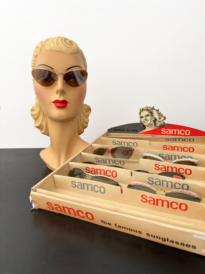1950s Samco Gold Metal Cat Eye Sunglasses