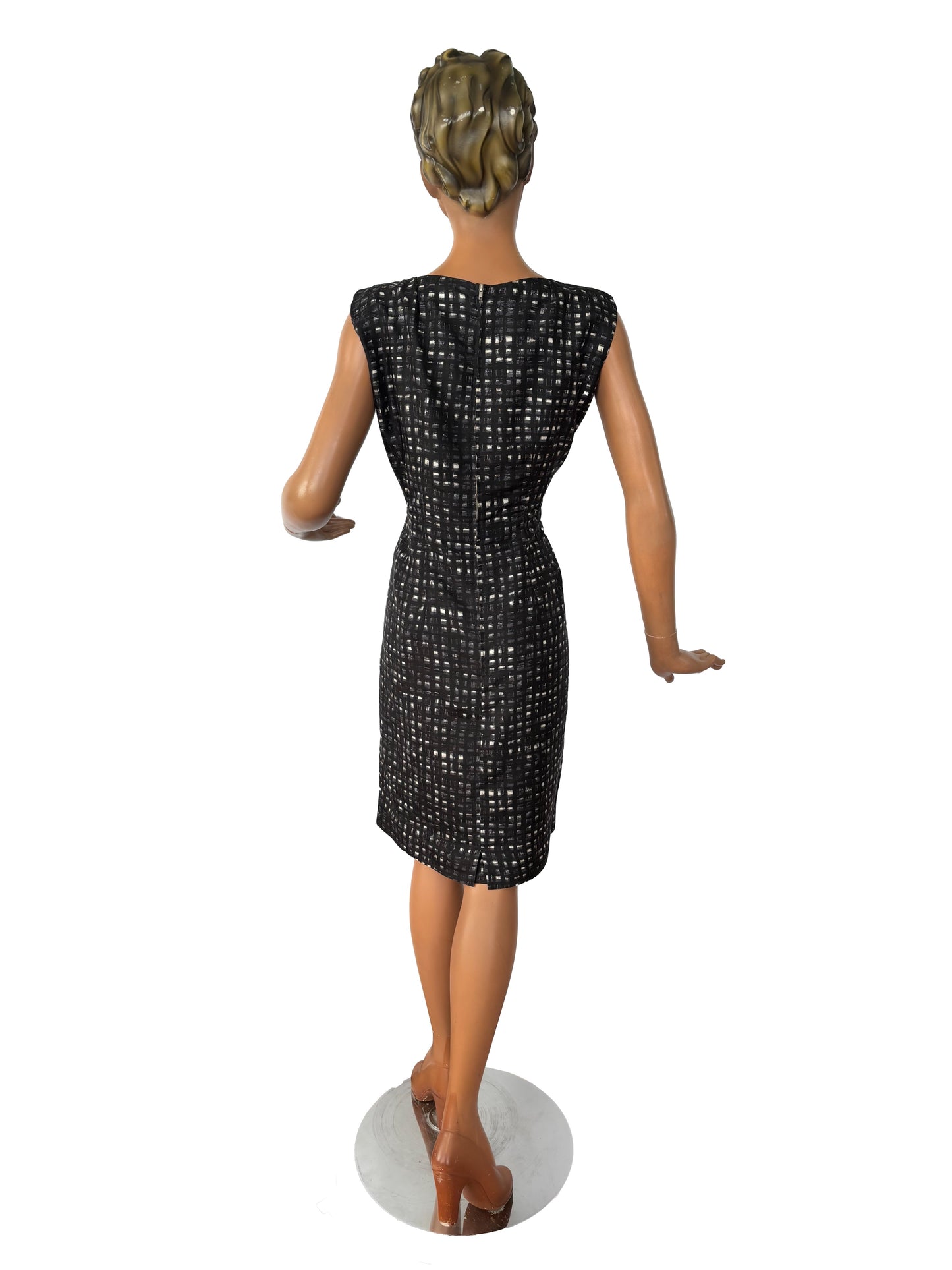 1950s/1960s Silk Sheath Dress Scalloped Collar | M