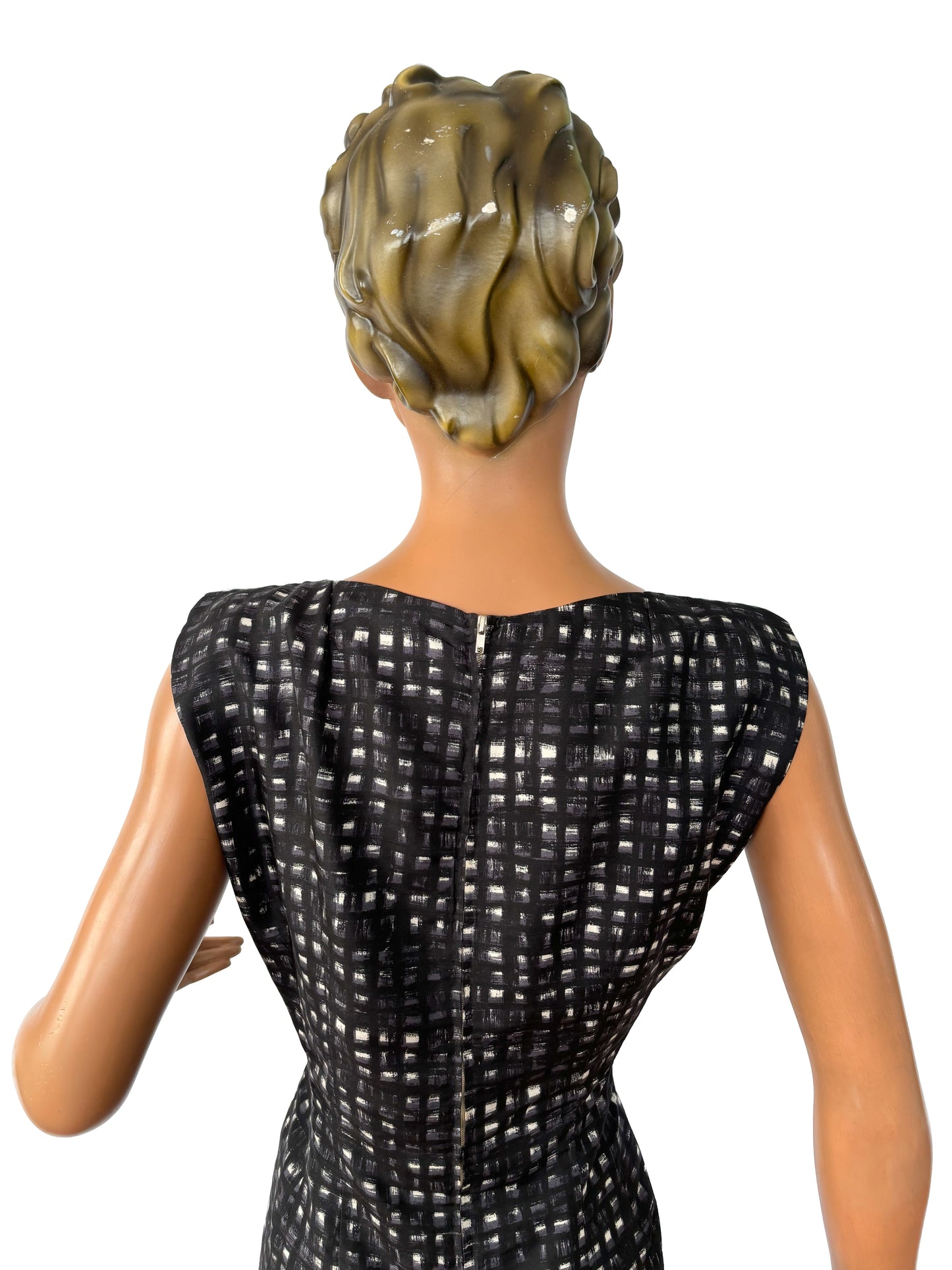 1950s/1960s Silk Sheath Dress Scalloped Collar | M