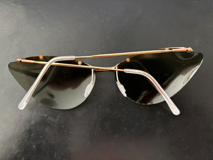 1950s Samco Gold Metal Wide Cat Eye Sunglasses
