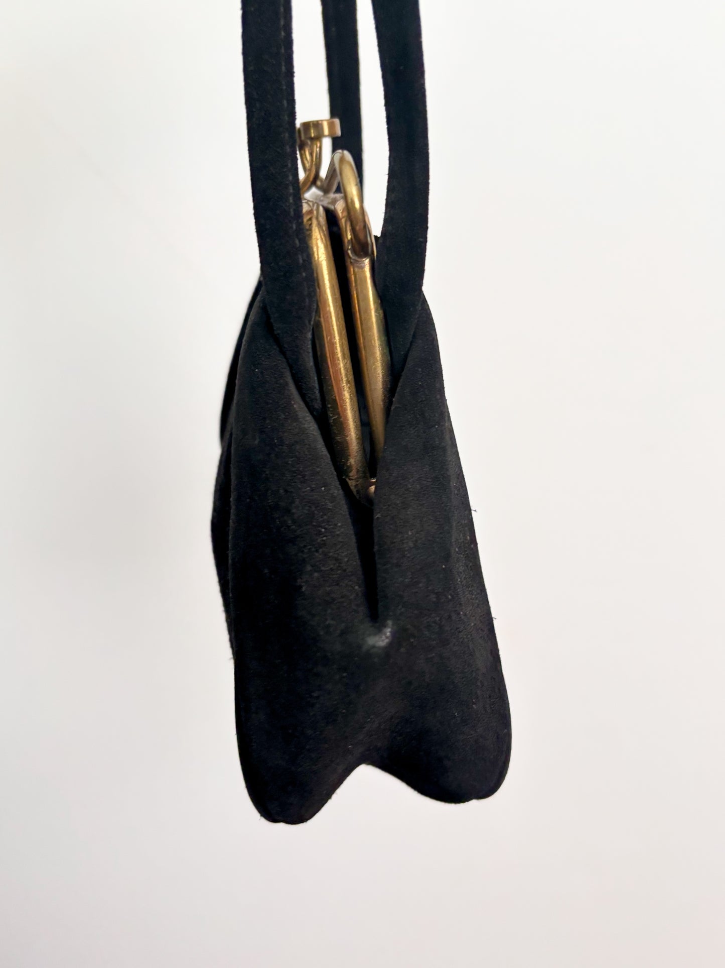 1940s/50s Black Suede Handbag