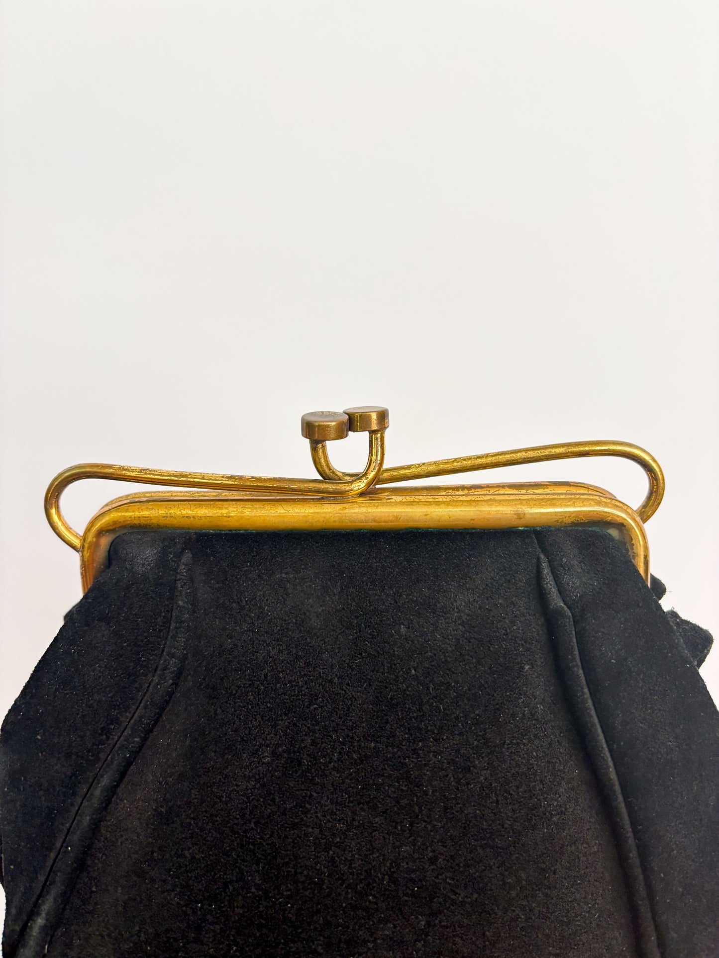1940s/50s Black Suede Handbag