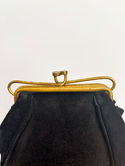 1940s/50s Black Suede Handbag