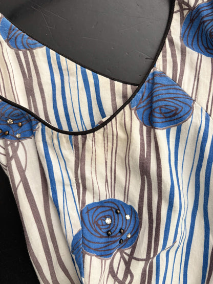 S/M | 1950s Jerry Gilden Cotton Rose Print Sundress