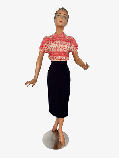 1930s Malbe Silk Blouse with Double Pointed Collar | S