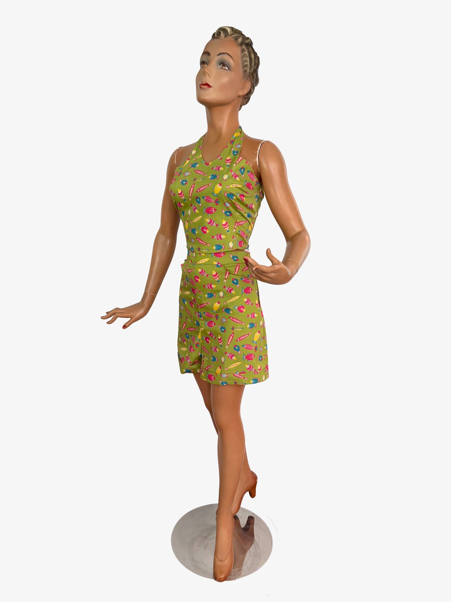 S or M/L | 1950s Style Fish Novelty Print Halter Top
