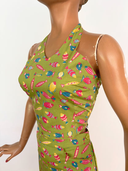 S or M/L | 1950s Style Fish Novelty Print Halter Top
