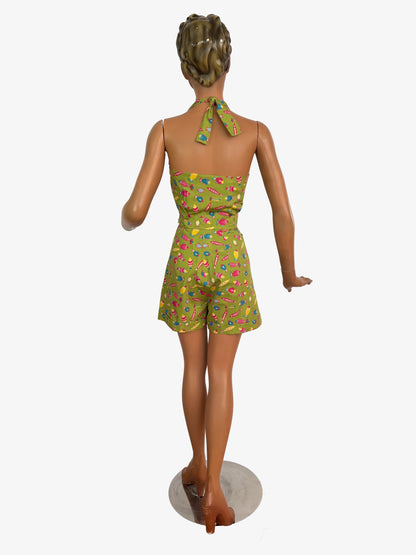 S or M/L | 1950s Style Fish Novelty Print Halter Top