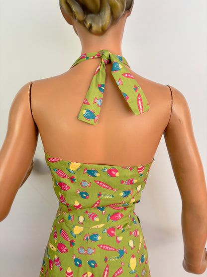 S or M/L | 1950s Style Fish Novelty Print Halter Top