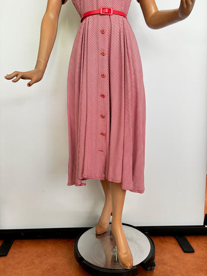 S/M | 1950s St. Michael Red Gingham Cotton Day Dress