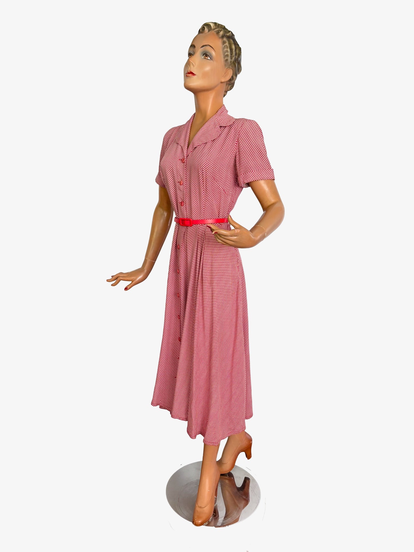 S/M | 1950s St. Michael Red Gingham Cotton Day Dress