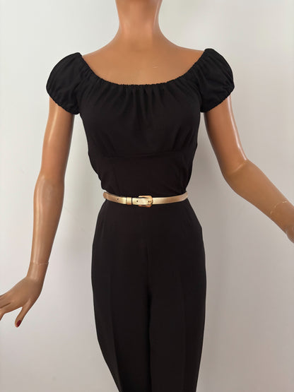 1960s Gold Textured Skinny Belt