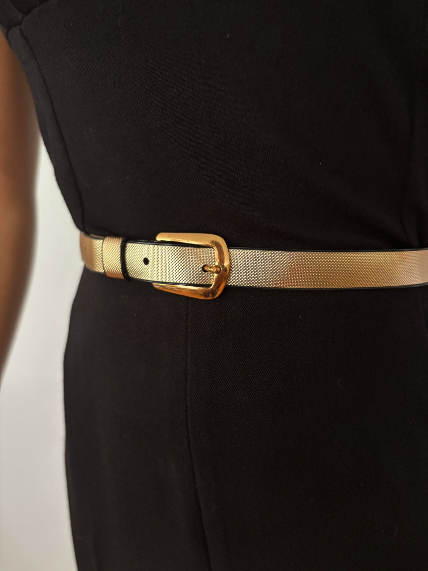 1960s Gold Textured Skinny Belt