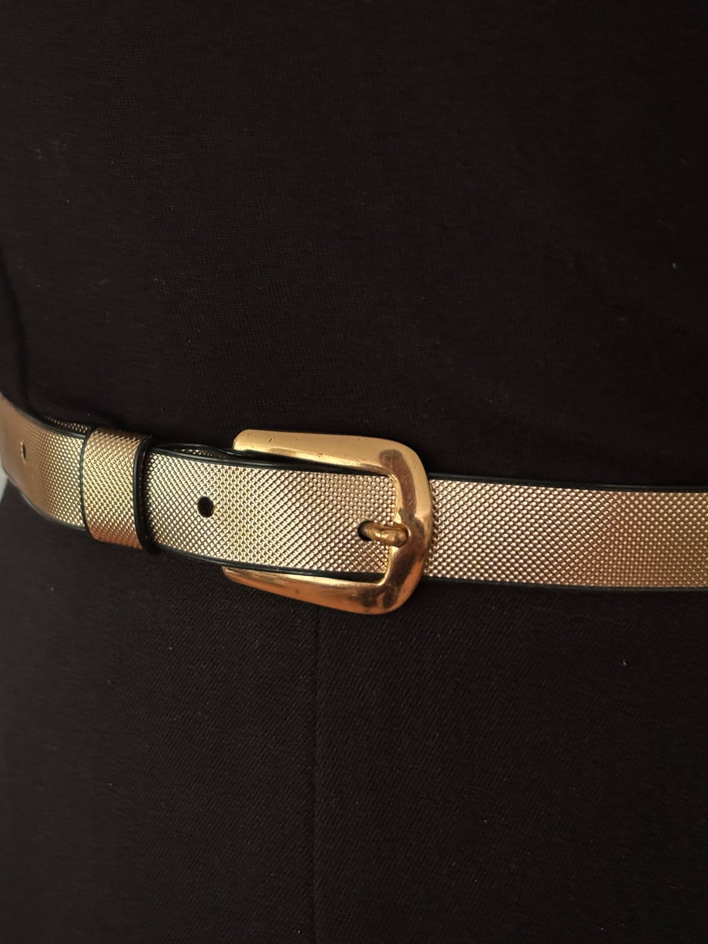 1960s Gold Textured Skinny Belt