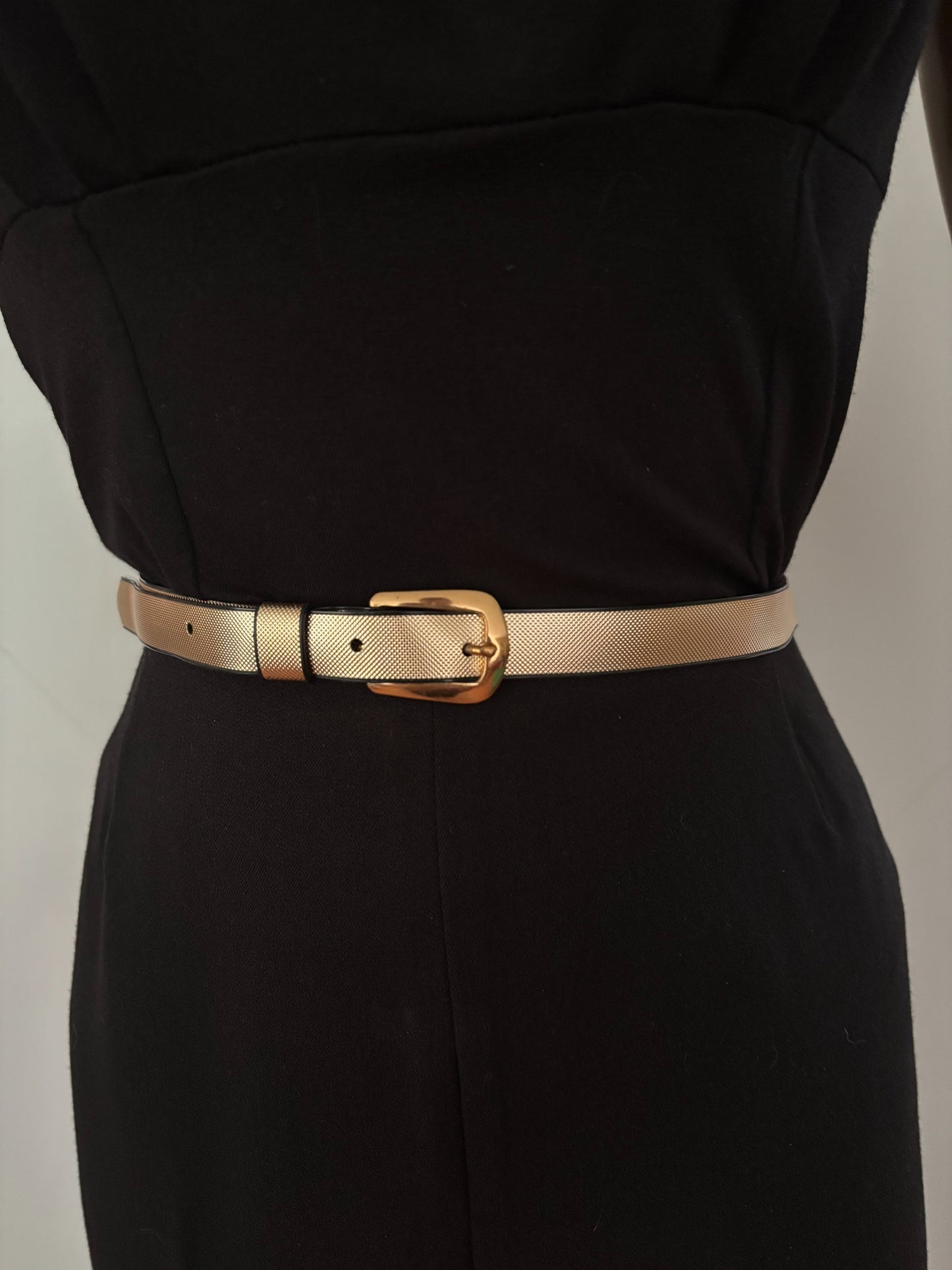 1960s Gold Textured Skinny Belt