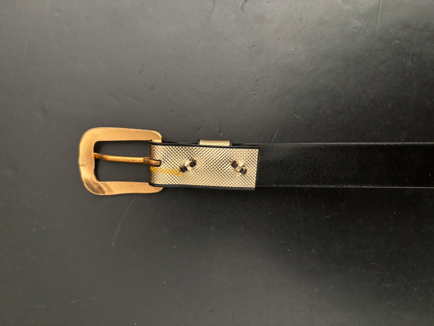 1960s Gold Textured Skinny Belt