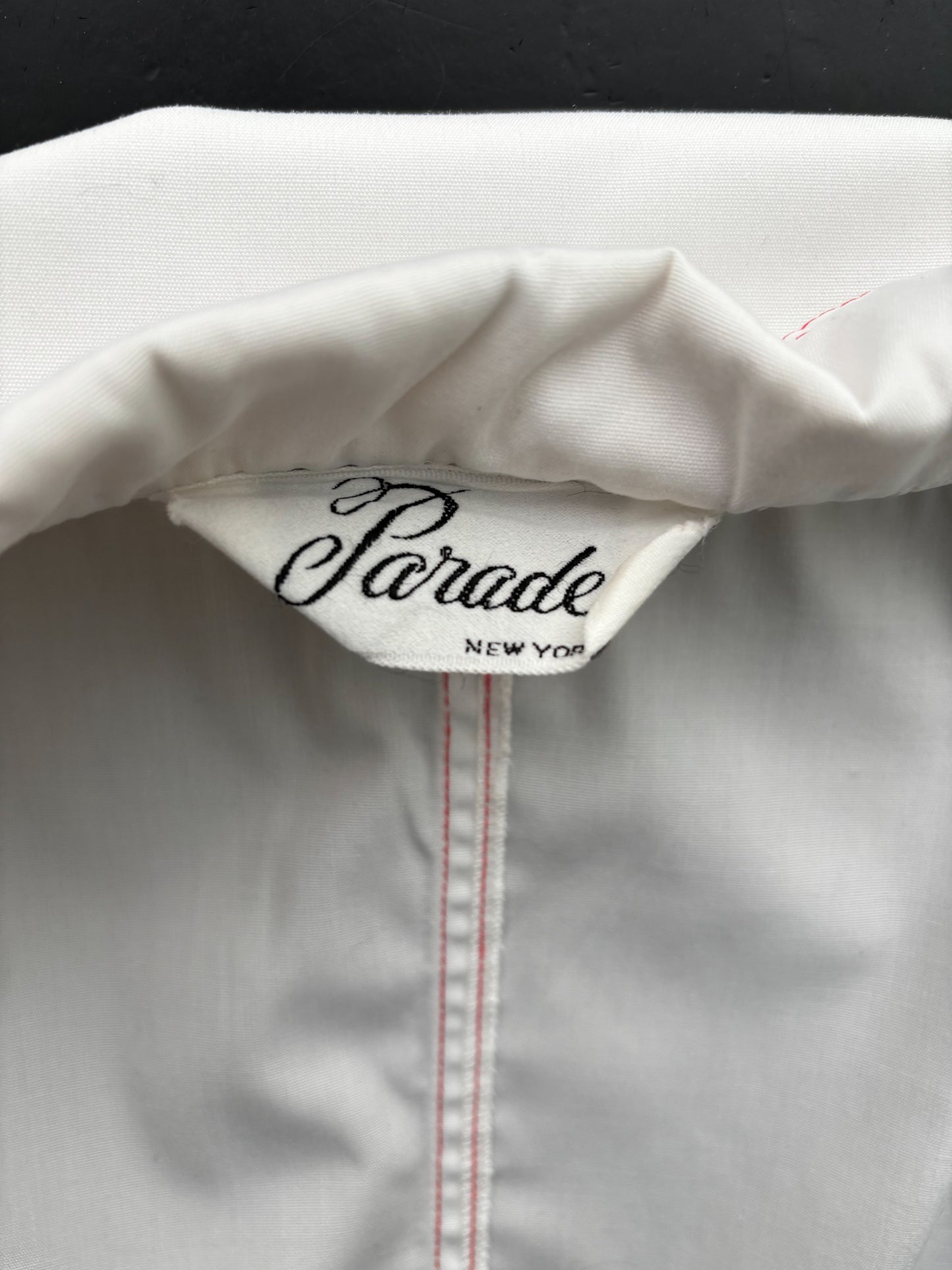 1970s Parade NY White Cotton Poplin Blouse with Red Stitching And Anchor Patch | M