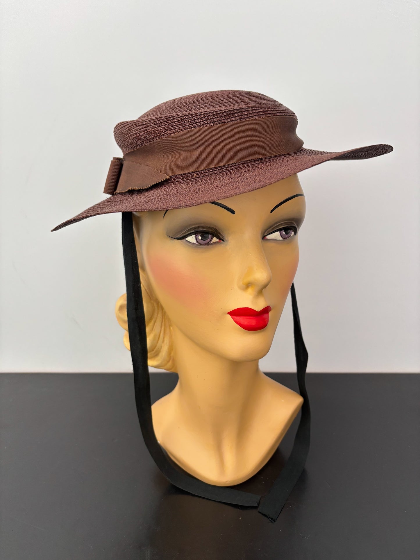 1940s/50s Wide Brim Raffia Hat