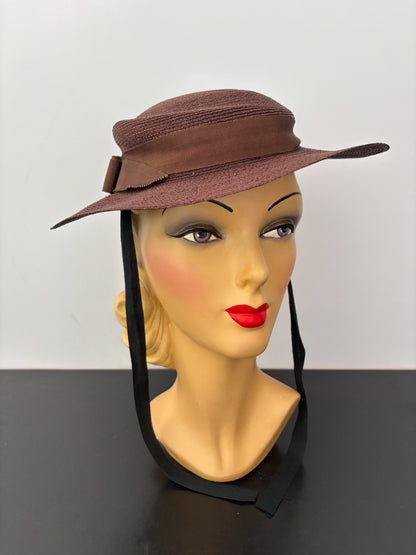 1940s/50s Wide Brim Raffia Hat