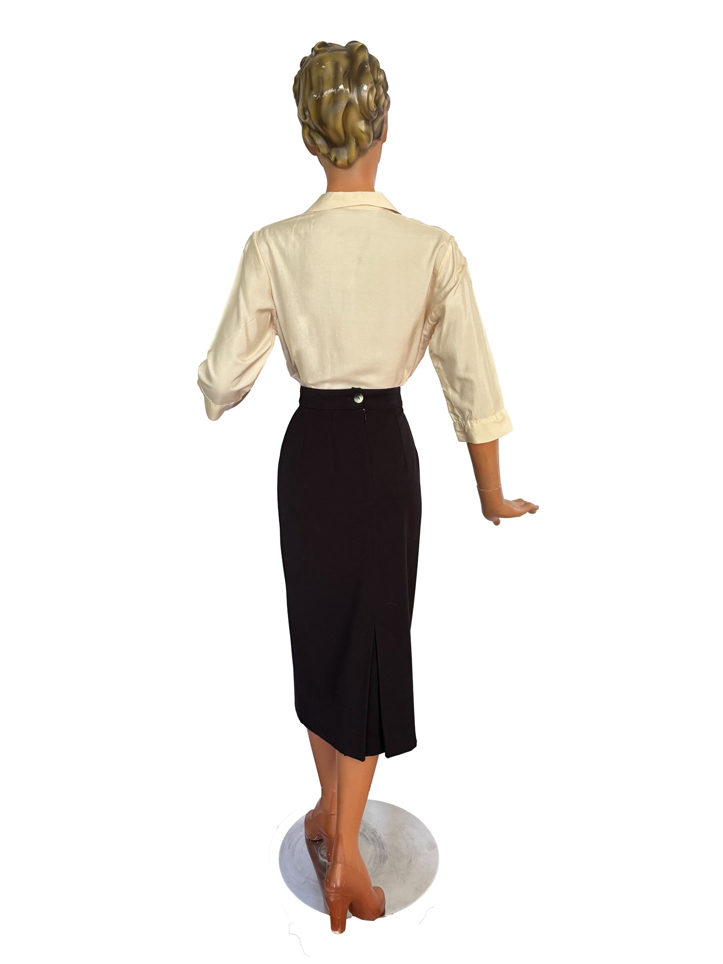 1950s Off White Silk Blouse | L