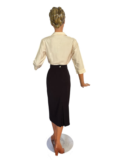 1950s Off White Silk Blouse | L