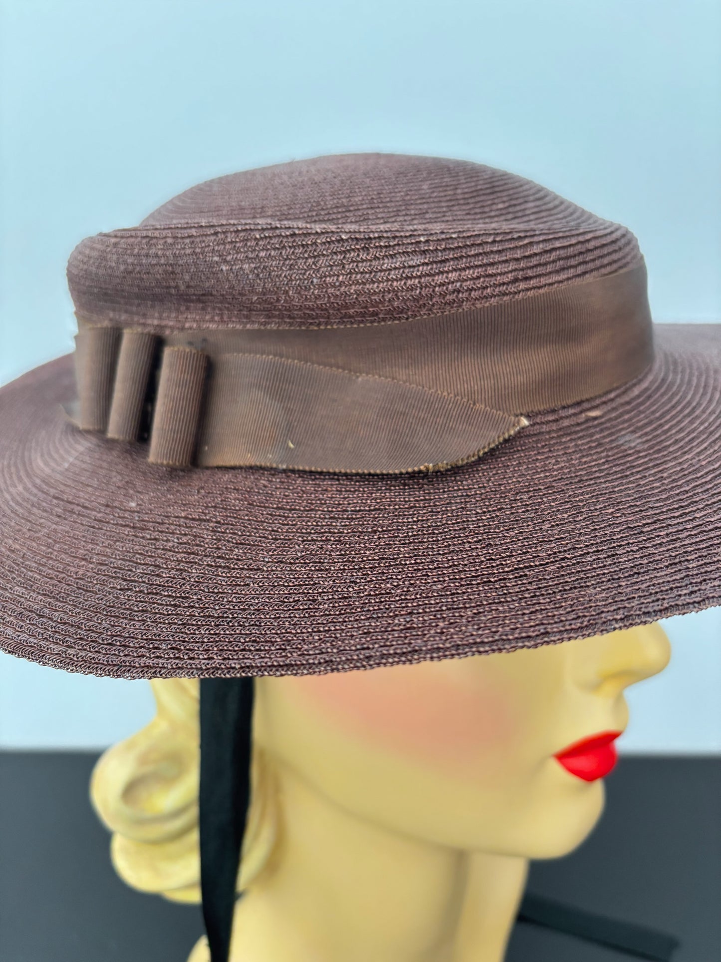 1940s/50s Wide Brim Raffia Hat
